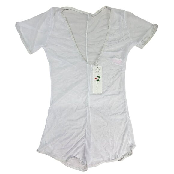 Stylish Bathing Suit Swimwear Cover-Up Soft white Sheer Size Medium New w Tags - Picture 1 of 8